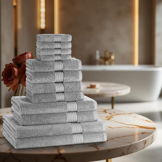 10 Piece 700 GSM Royal Egyptian Towel Bale - 4 Face Cloths, 2 Hand Towels, 2 Bath Towels, 2 Bath Sheets