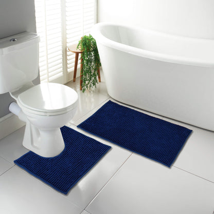 1000 GSM Chenille Microfibre Bath Mat & Pedestal Set