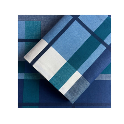 Blue Check Duvet Cover Set - 144 TC Polycotton