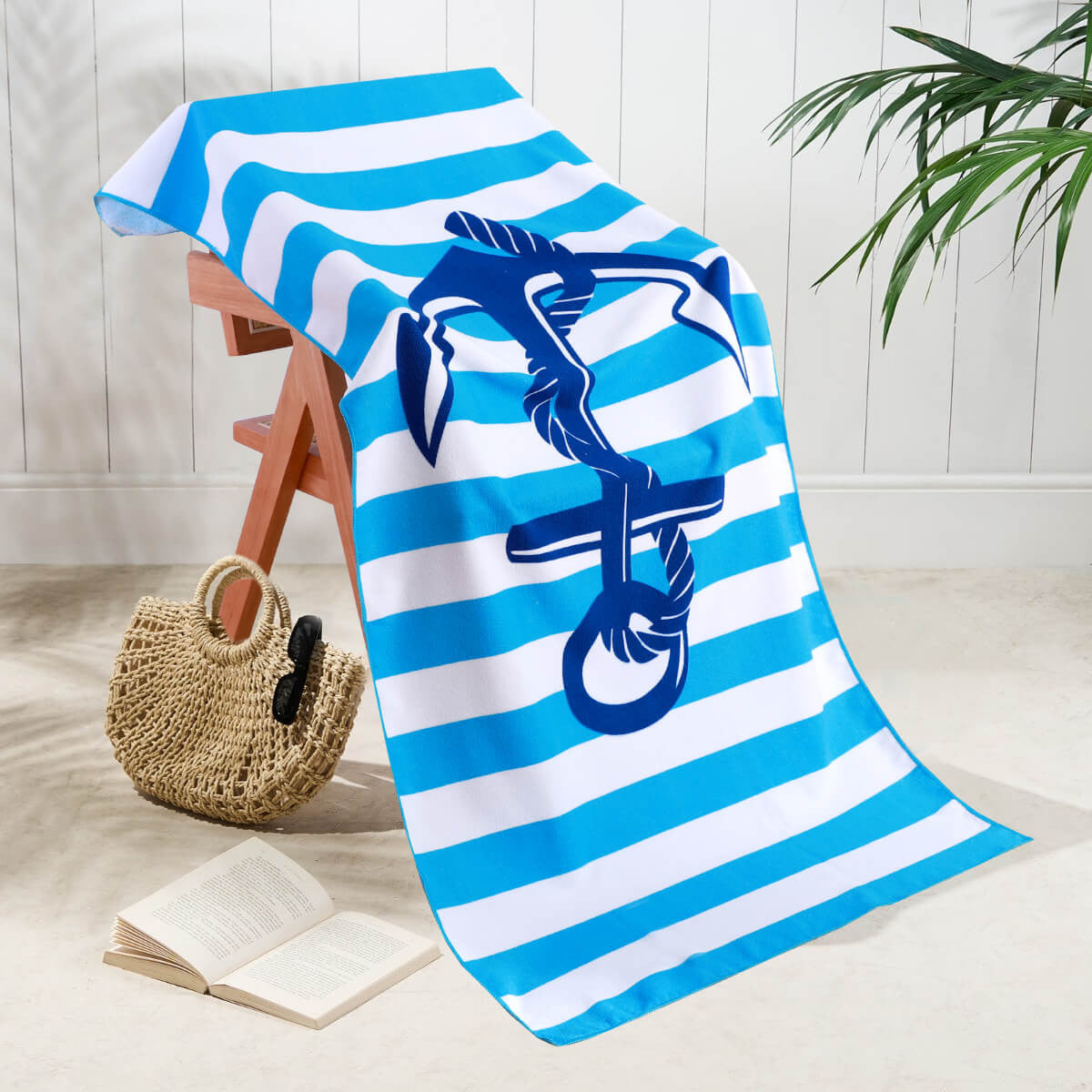 Anchor Design Lightweight Microfibre Beach Towel – 70 x 150 cm