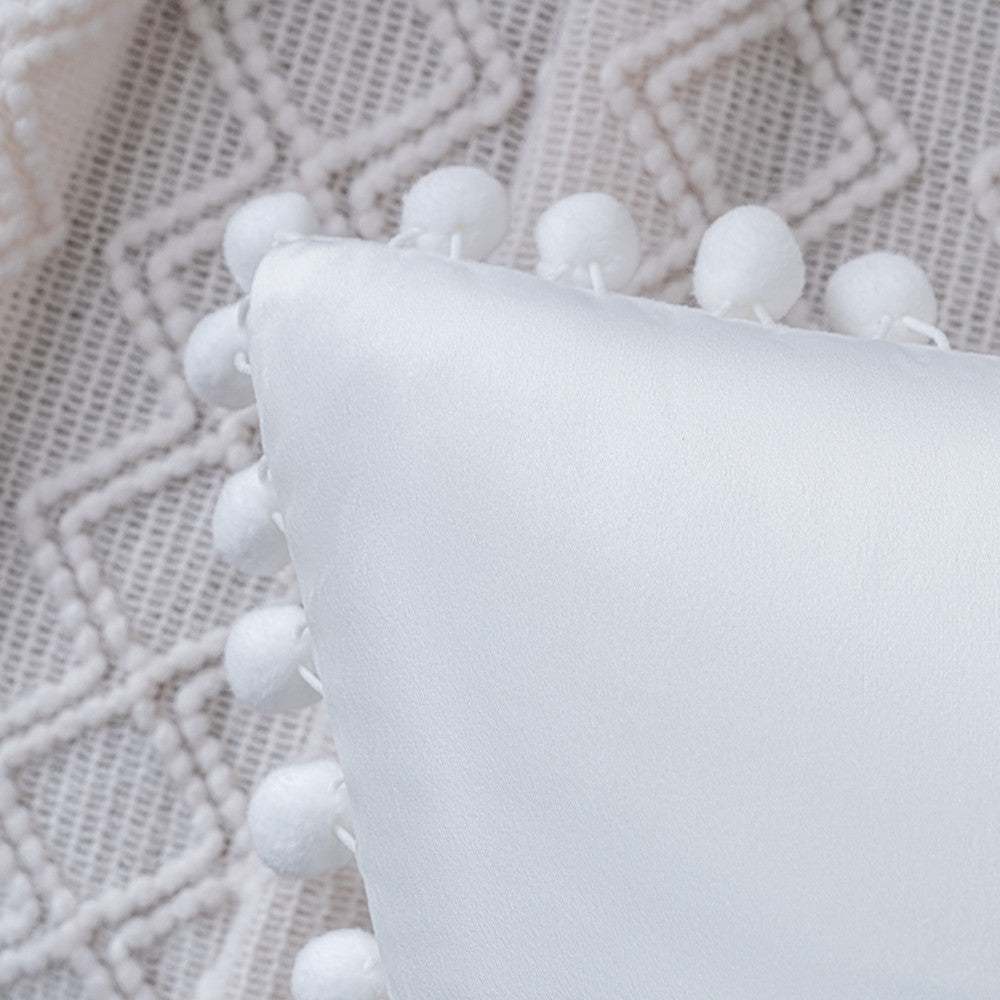 Set of 2 Cushions with Premium Pompom Velvet Cushion Covers Included - 45x45cm