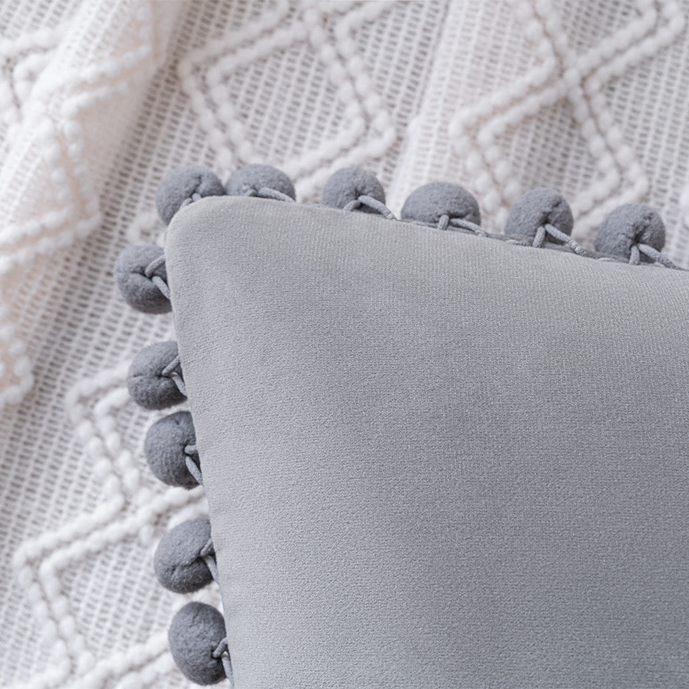 Set of 2 Cushions with Premium Pompom Velvet Cushion Covers Included - 45x45cm