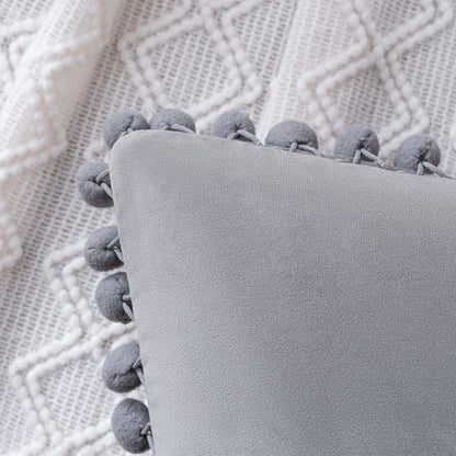 Set of 2 Cushions with Premium Pompom Velvet Cushion Covers Included - 45x45cm