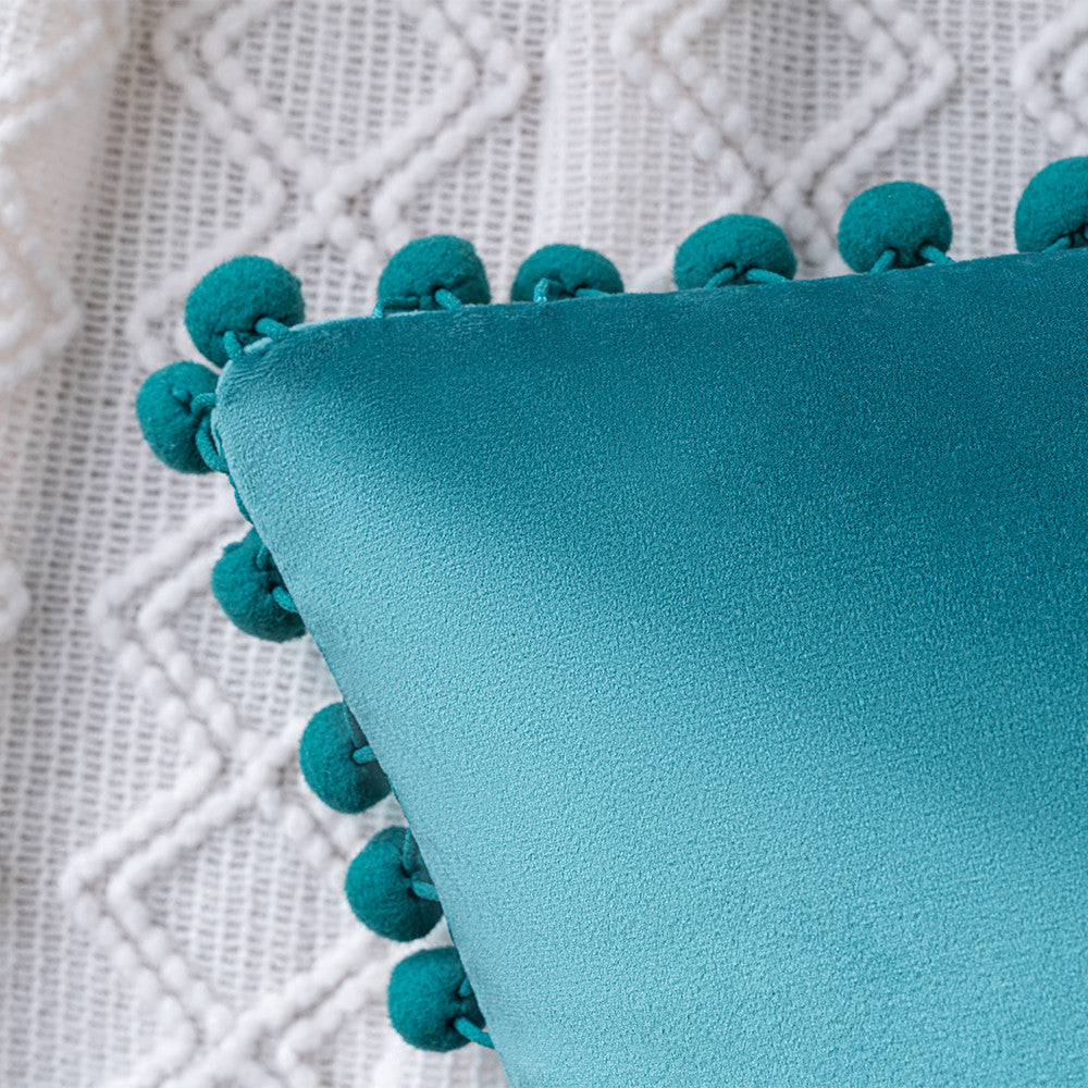Set of 2 Cushions with Premium Pompom Velvet Cushion Covers Included - 45x45cm