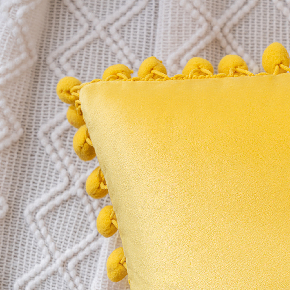 Set of 2 Cushions with Premium Pompom Velvet Cushion Covers Included - 45x45cm