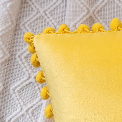 Set of 2 Cushions with Premium Pompom Velvet Cushion Covers Included - 45x45cm