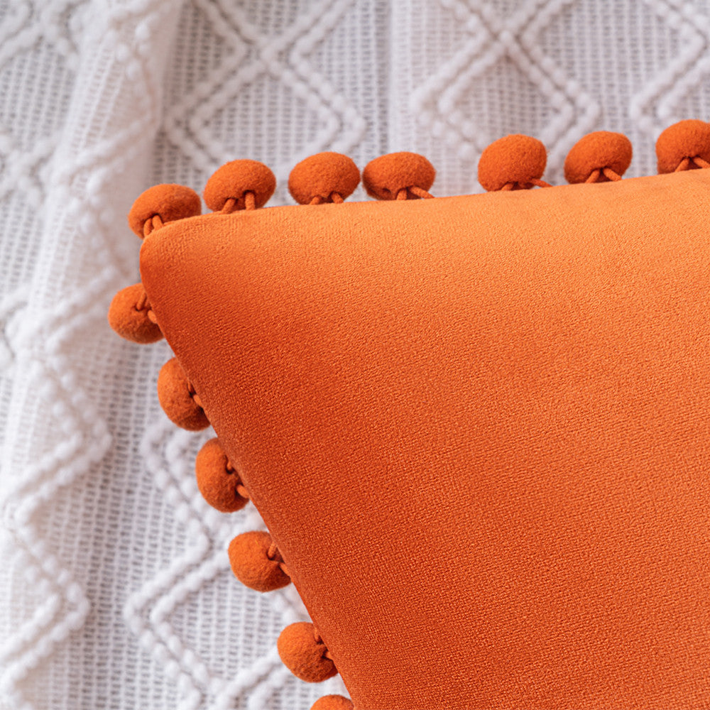 Set of 2 Cushions with Premium Pompom Velvet Cushion Covers Included - 45x45cm