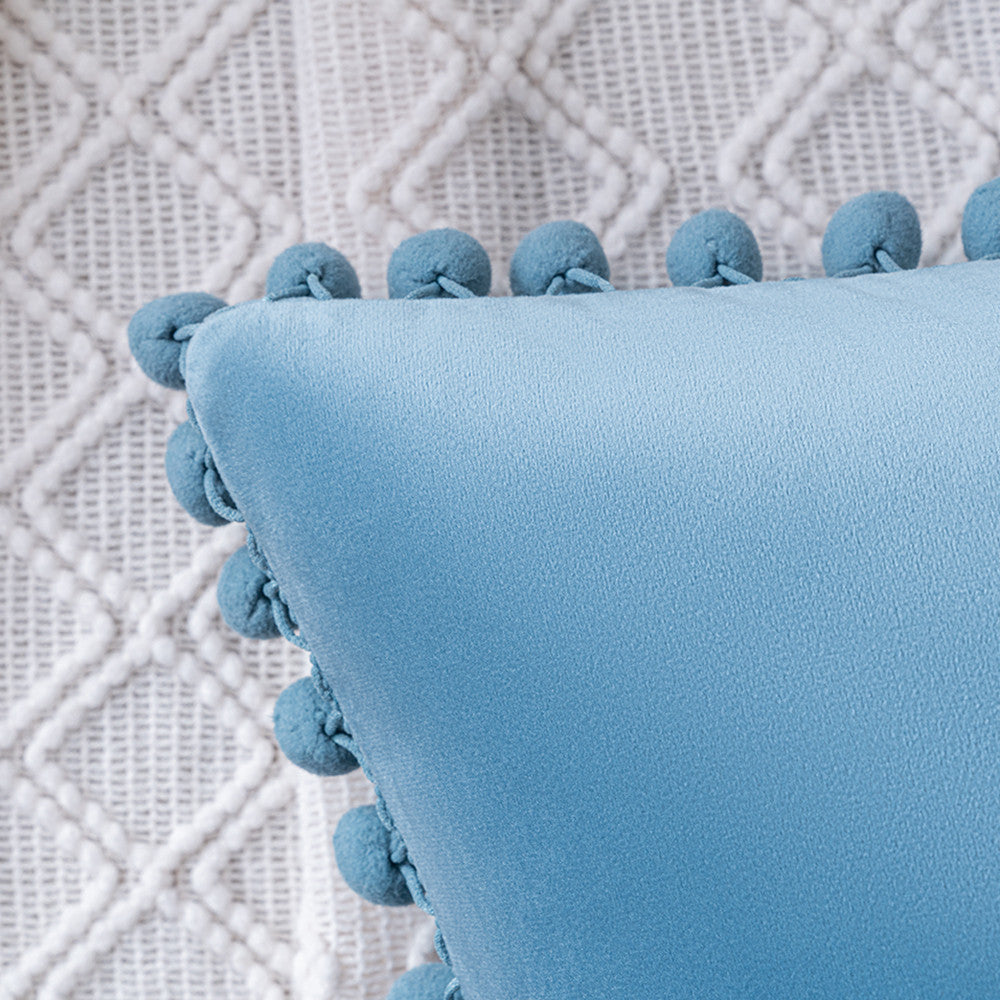 Set of 2 Cushions with Premium Pompom Velvet Cushion Covers Included - 45x45cm