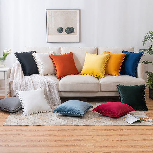 Premium Velvet with Pompom Cushion Covers - 45x45cm