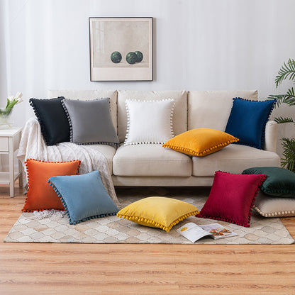 Set of 2 Cushions with Premium Pompom Velvet Cushion Covers Included - 45x45cm