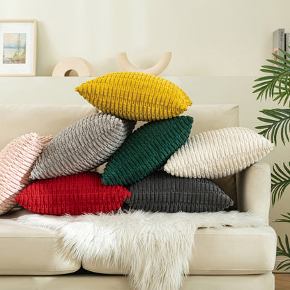 Set of 2 Cushions with New Corduroy Design Covers Included - 45x45cm