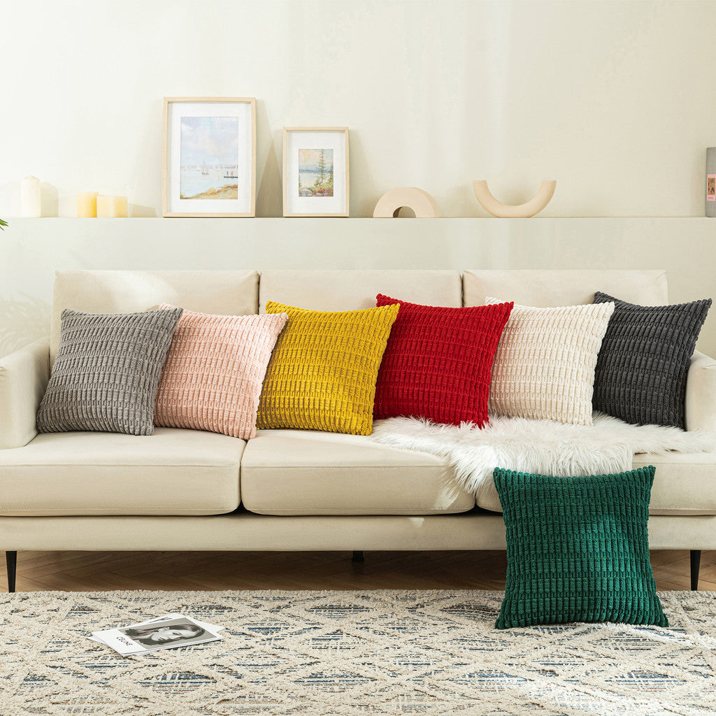 Set of 2 Cushions with New Corduroy Design Covers Included - 45x45cm