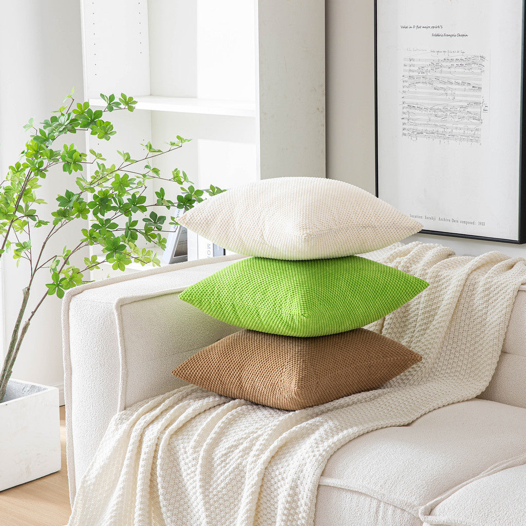 Set of 2 Cushions with Pine Corduroy Covers Included - 45x45cm