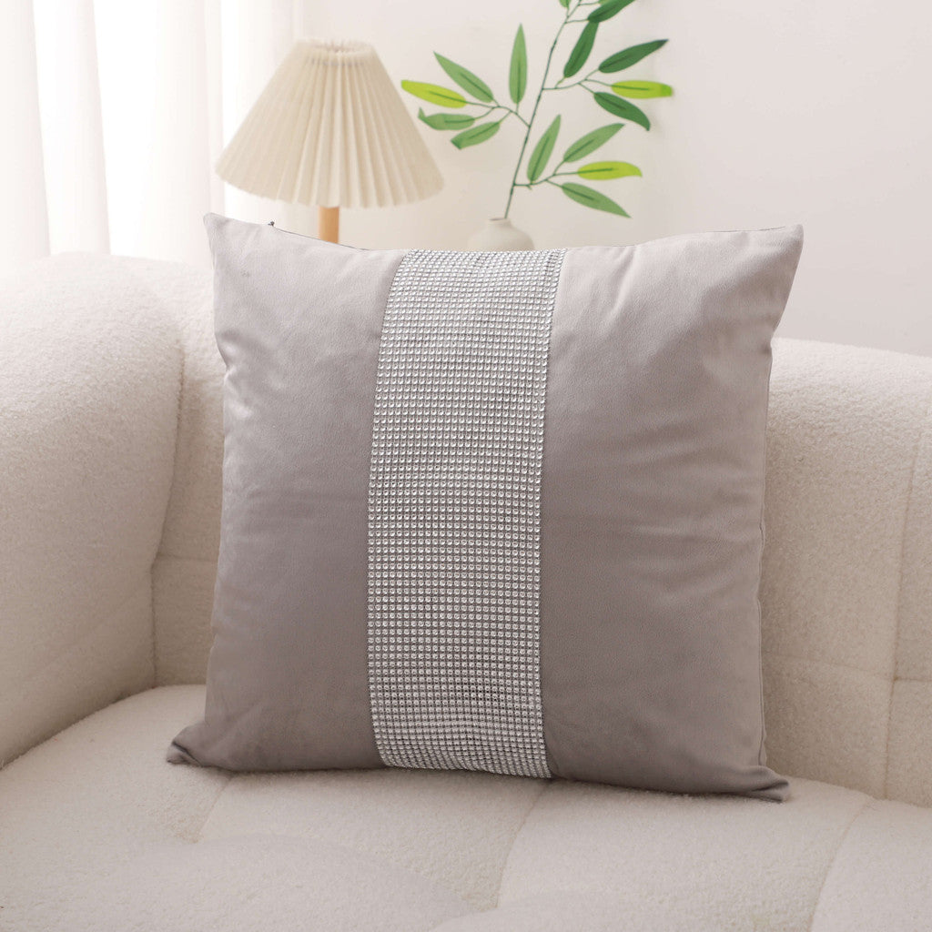 Diamond Stripe Quilted Velvet Cushion Cover 45x45 cm – Soft, Hotel-Inspired Accent