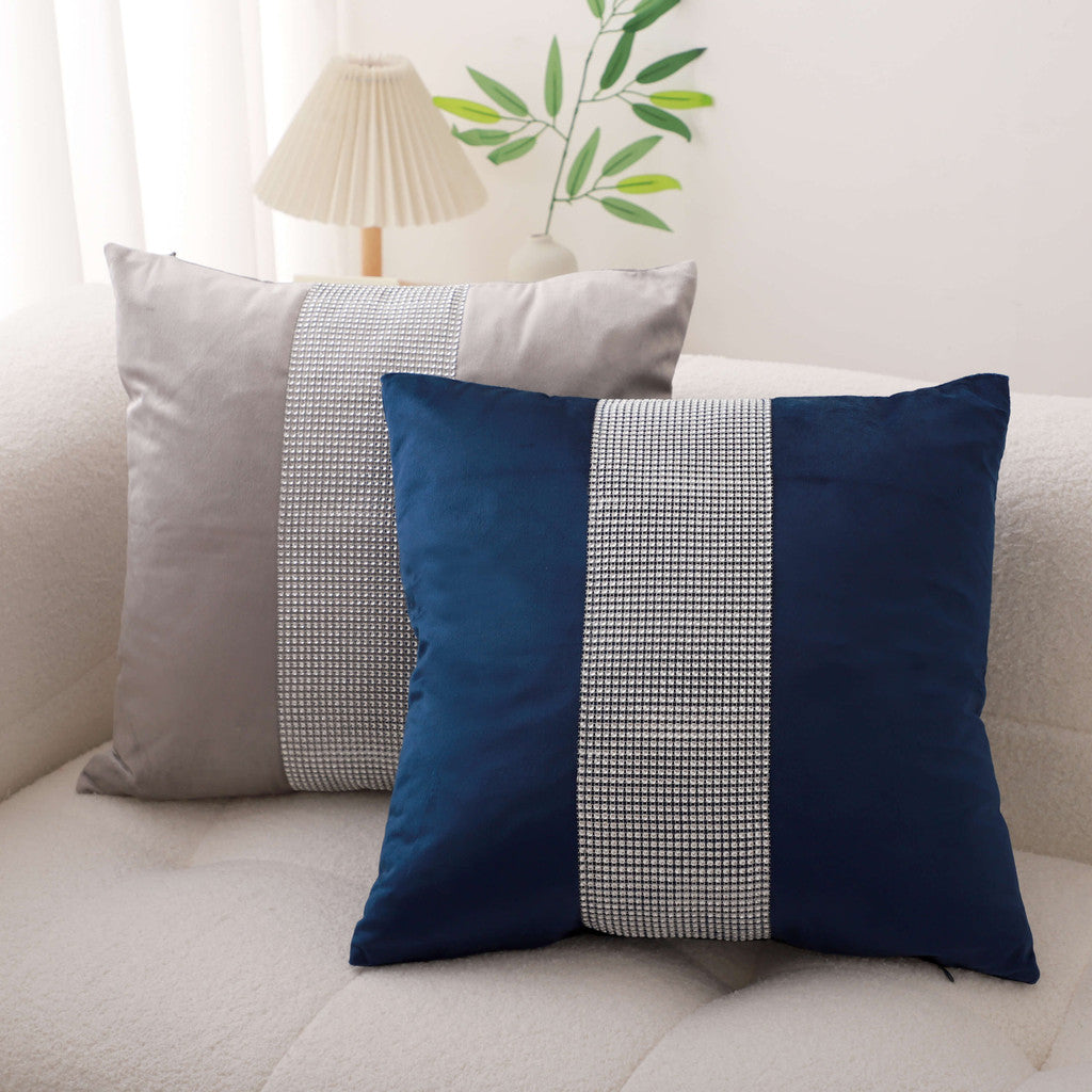 Diamond Stripe Quilted Velvet Cushion Cover 45x45 cm – Soft, Hotel-Inspired Accent