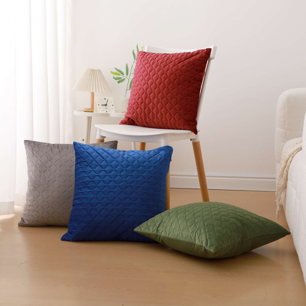 Quilted Velvet Cushion Cover 45x45 cm – Soft Holland Fleece Accent