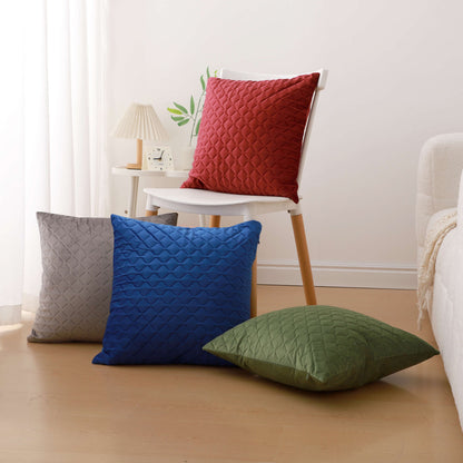 Quilted Velvet Cushion Cover 45x45 cm – Soft Holland Fleece Accent