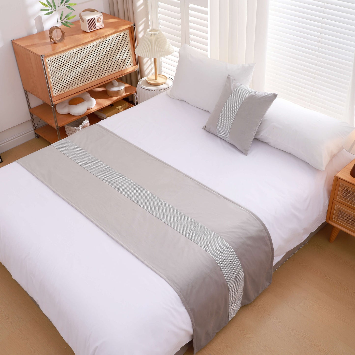 Diamond Stripe Velvet Bed Runner – A Classic Touch of Comfort and Style