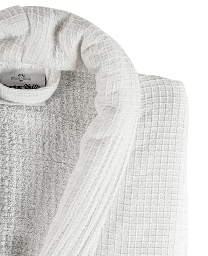 Premium 2in1 'Waffle Outer' 'Towelling Inner' 100% Cotton Dressing Gowns - Shawl Collar