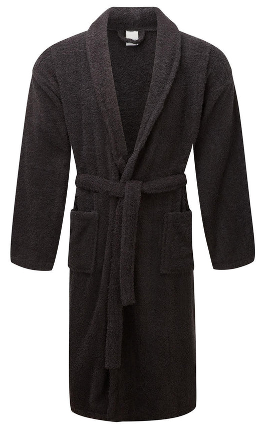 Black 100% Cotton Terry Towelling Bath Robes