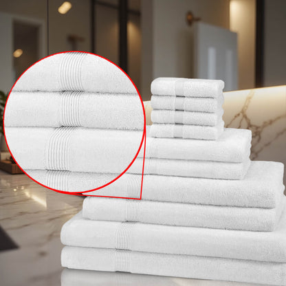 10 Piece 600GSM Towel Bale - 4 Face Cloths, 2 Hand Towels, 2 Bath Towels, 2 Bath Sheets