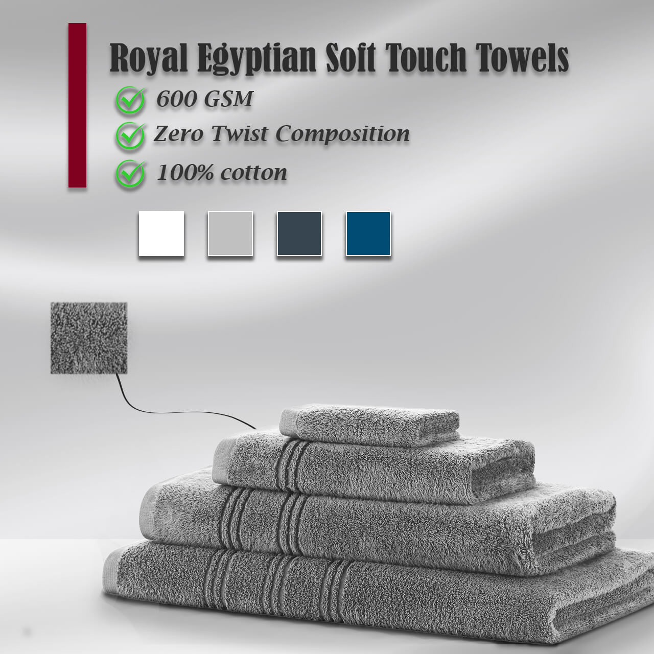 600 GSM Royal Egyptian Luxury Soft Touch Zero Twist Towels