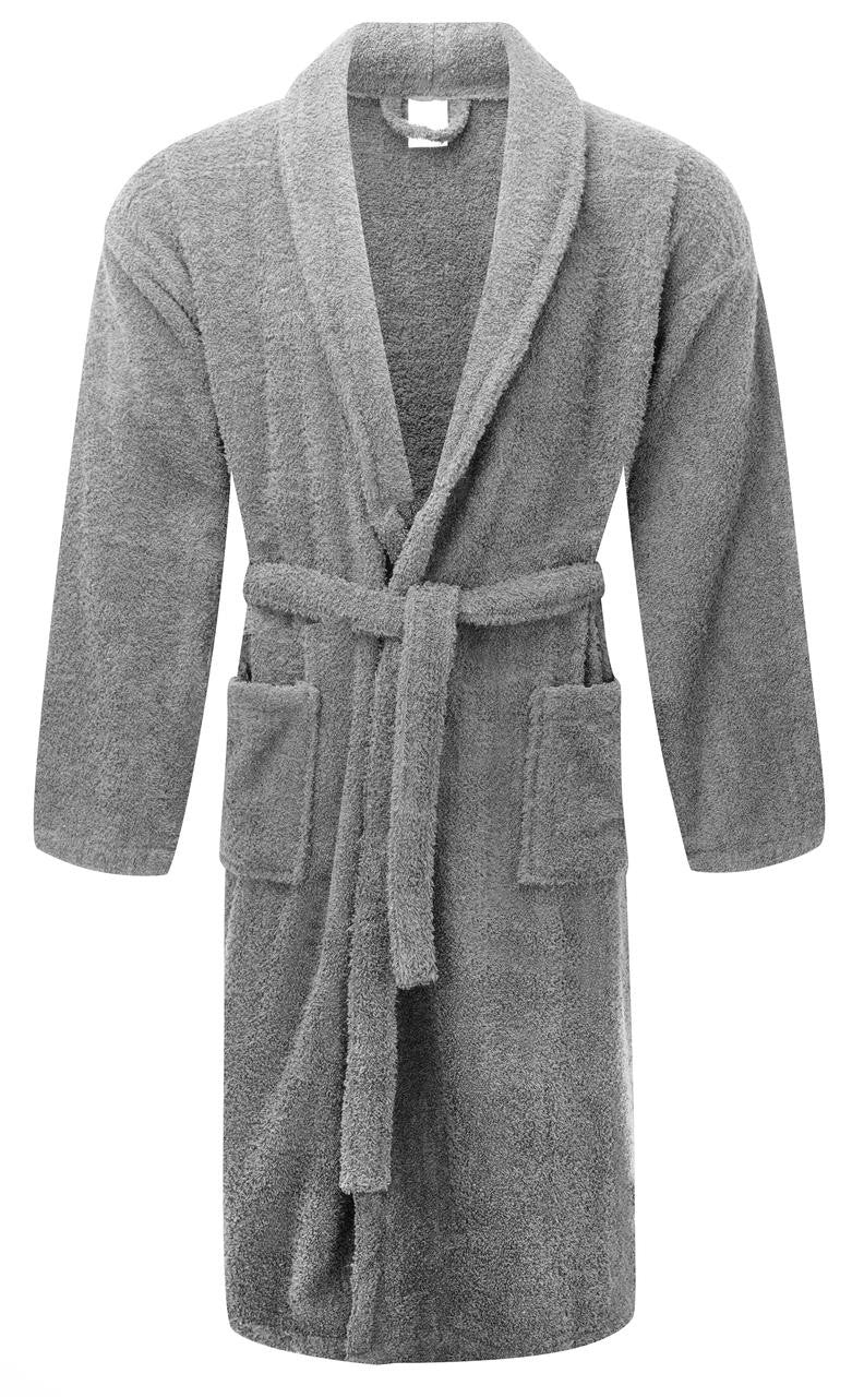 Grey 100% Cotton Terry Towelling Bath Robes