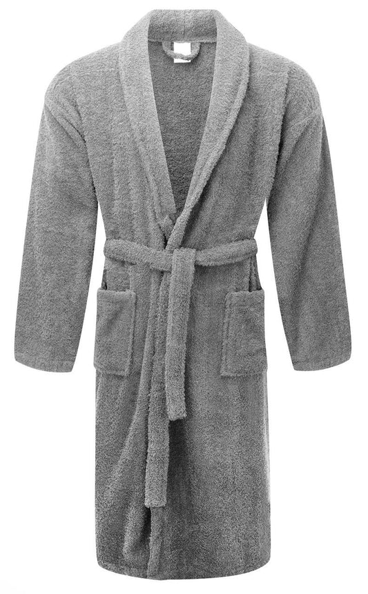 Grey 100% Cotton Terry Towelling Bath Robes