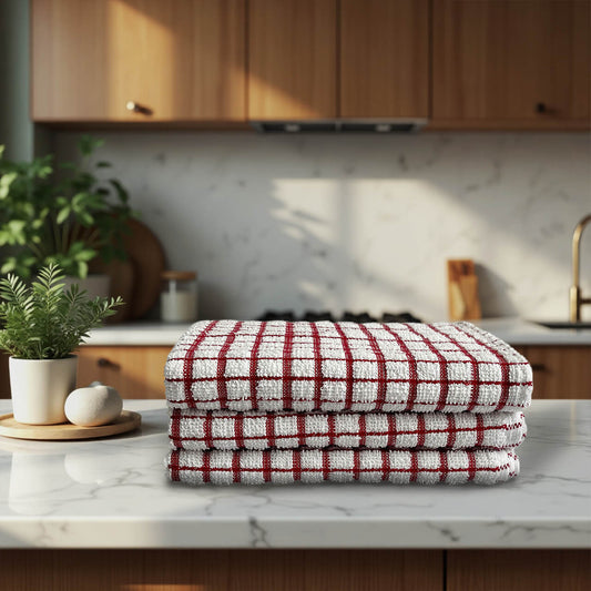 Terry Check Tea Towels - 100% Cotton