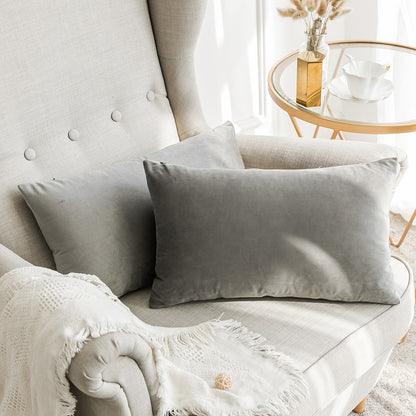 Set of 2 Cushions with Premium Piped Velvet Covers Included - 30x50cm