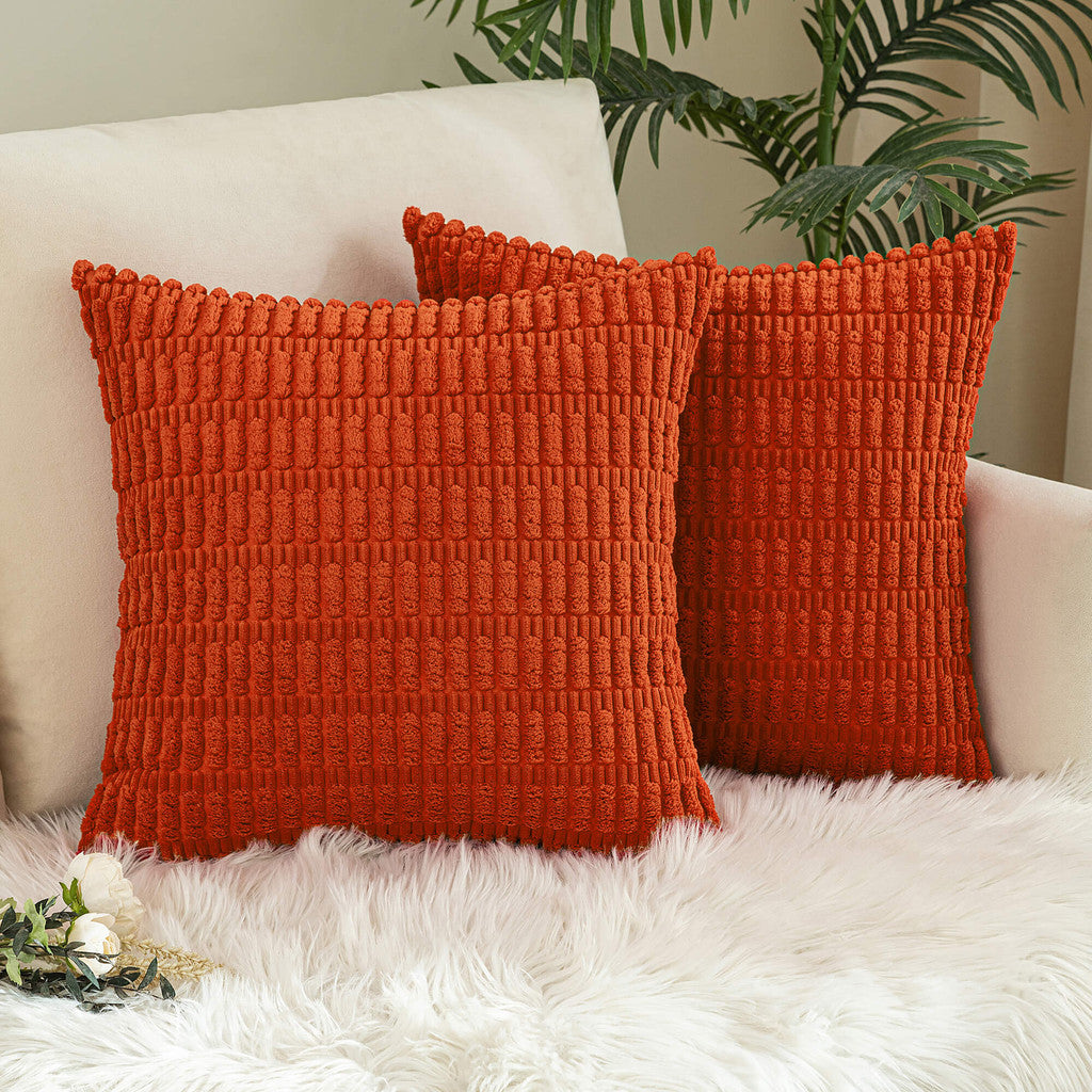 Set of 2 Cushions with New Corduroy Design Covers Included - 45x45cm