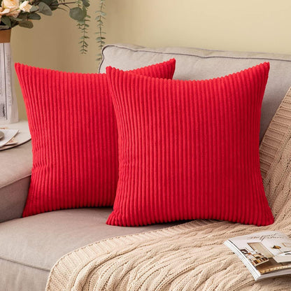 Set of 2 Cushions with Corduroy Covers Included - 45x45 cm