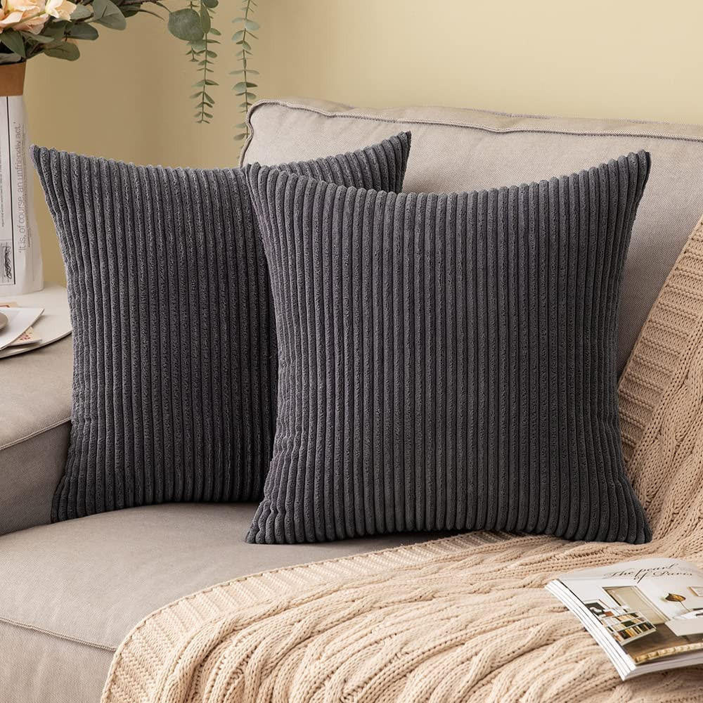 Set of 2 Cushions with Corduroy Covers Included - 45x45 cm