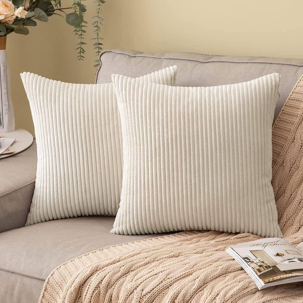 Set of 2 Cushions with Corduroy Covers Included - 45x45 cm