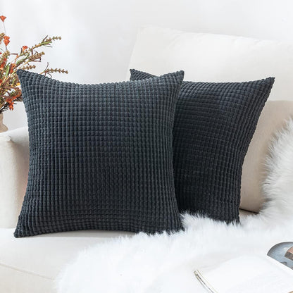 Set of 2 Cushions with Corn Corduroy Covers Included - 45x45 cm