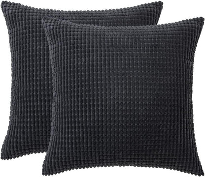 Set of 2 Cushions with Corn Corduroy Covers Included - 45x45 cm