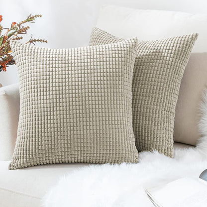 Set of 2 Cushions with Corn Corduroy Covers Included - 45x45 cm