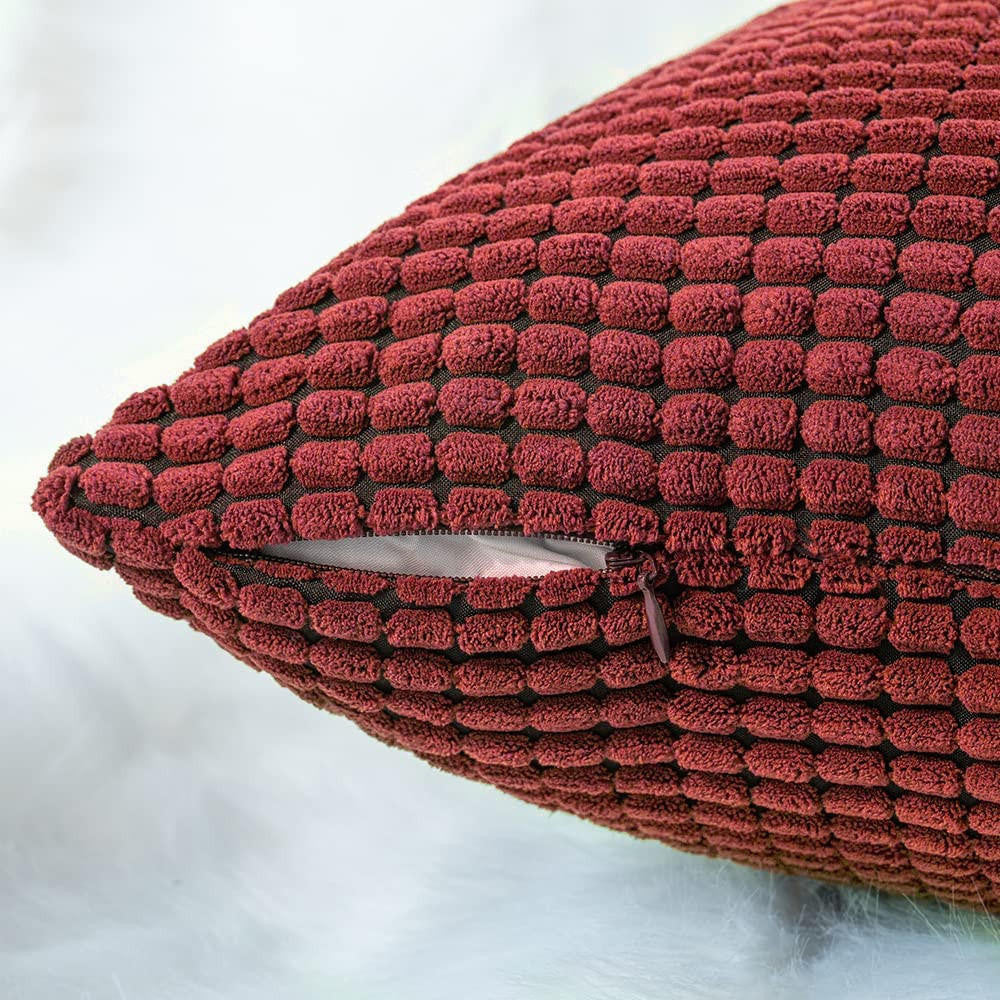 Set of 2 Cushions with Corn Corduroy Covers Included - 45x45 cm