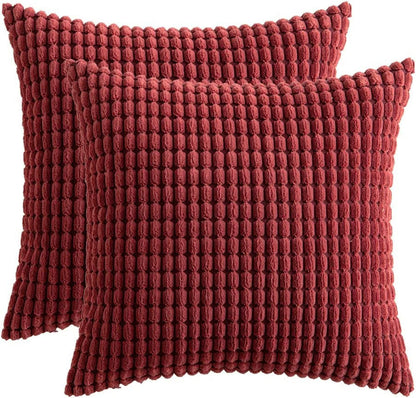 Set of 2 Cushions with Corn Corduroy Covers Included - 45x45 cm