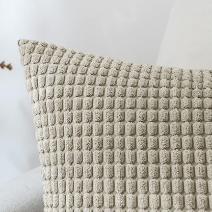 Set of 2 Cushions with Corn Corduroy Covers Included - 45x45 cm