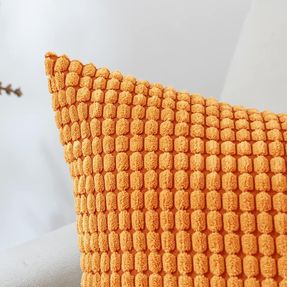 Set of 2 Cushions with Corn Corduroy Covers Included - 45x45 cm