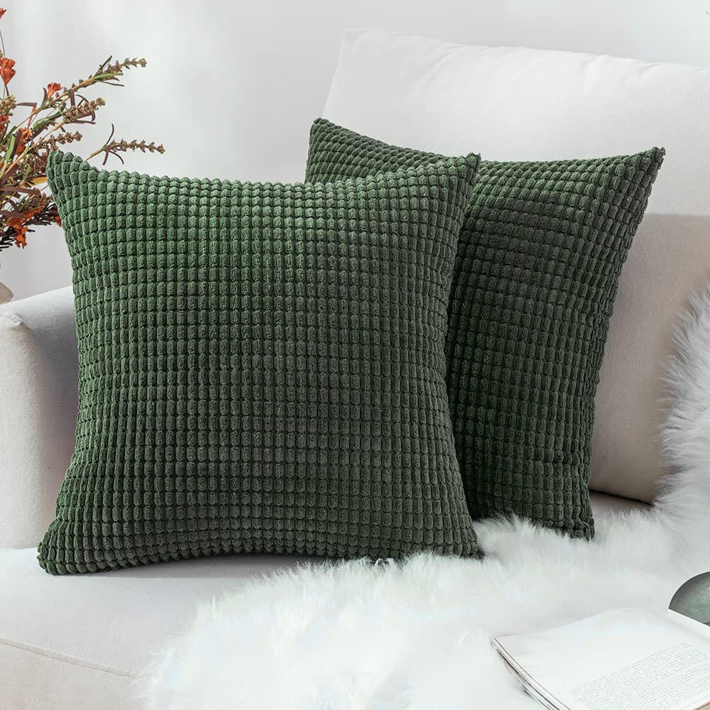 Set of 2 Cushions with Corn Corduroy Covers Included - 45x45 cm