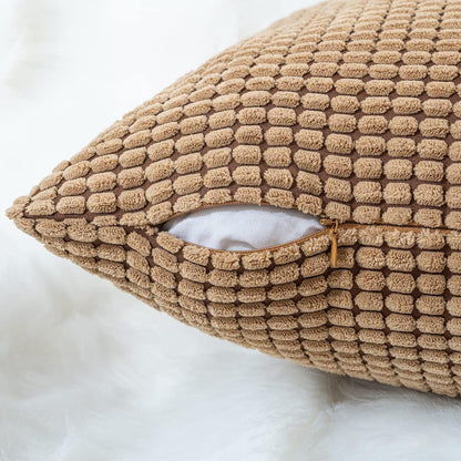 Set of 2 Cushions with Corn Corduroy Covers Included - 45x45 cm