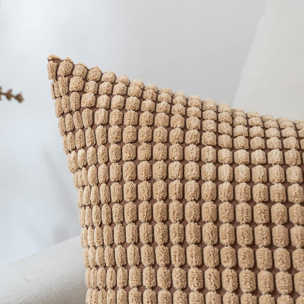 Set of 2 Cushions with Corn Corduroy Covers Included - 45x45 cm