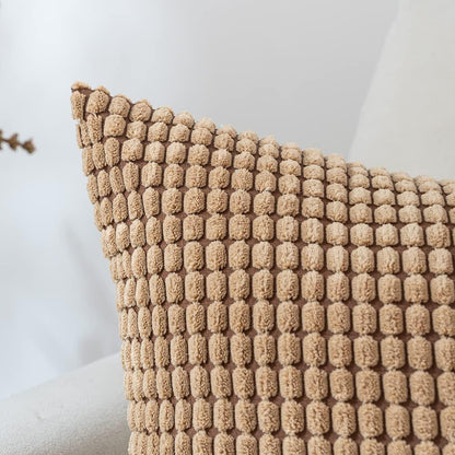 Set of 2 Cushions with Corn Corduroy Covers Included - 45x45 cm
