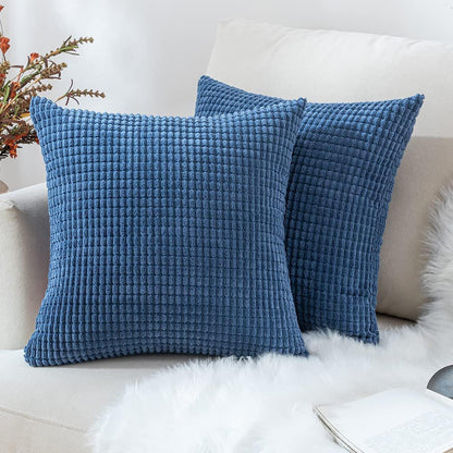 Set of 2 Cushions with Corn Corduroy Covers Included - 45x45 cm