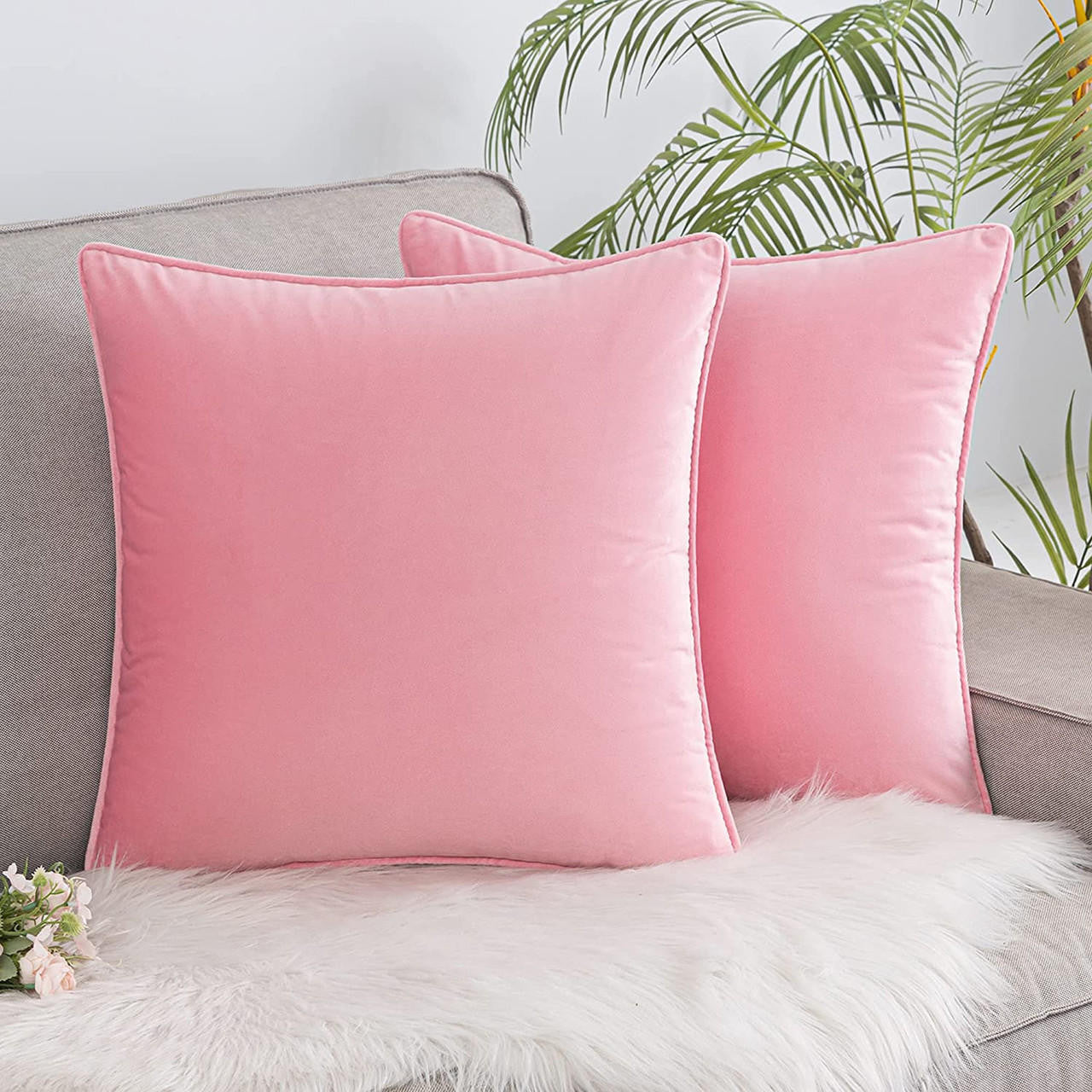 Set of 2 Cushions with Velvet Covers Included - 45x45 cm